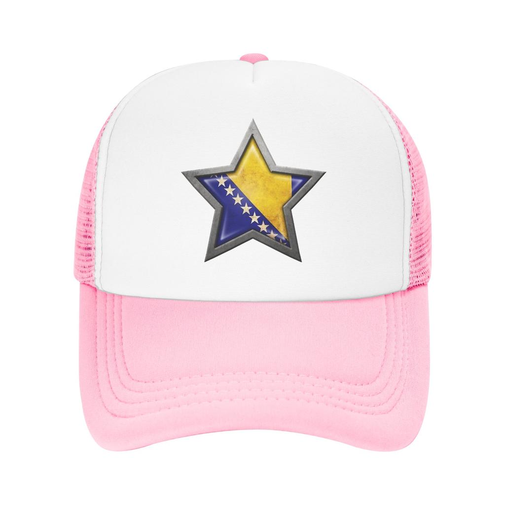 Bosnia and Herzegovina Flag Star Mesh Baseball Caps Unisex Fashion Sun Hat Hat Adjustable Summer Trucker Cap