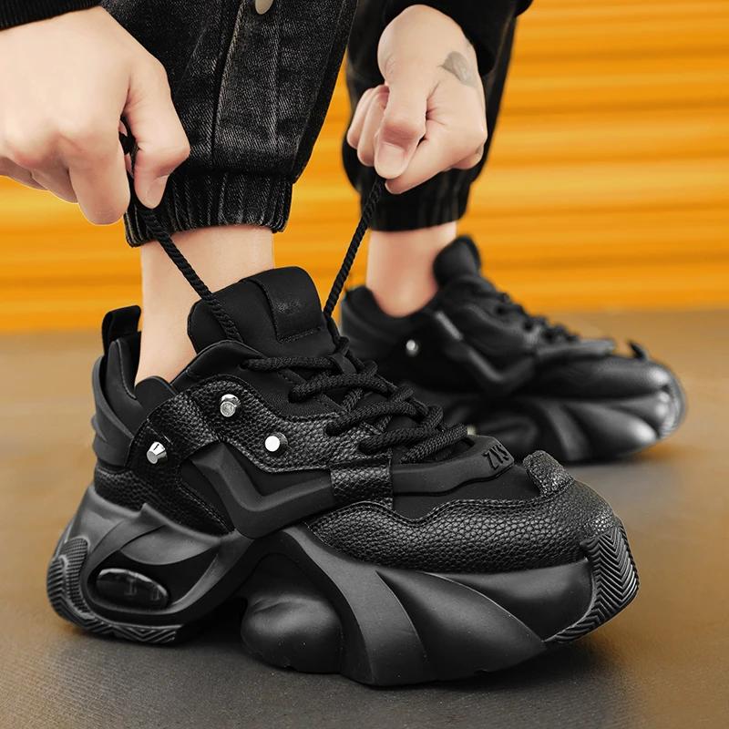 Мужская обувь для скейтбординга на платформе, модные летние повседневные теннисные кроссовки на толстой подошве, красивые мужские кроссовки на шнуровке