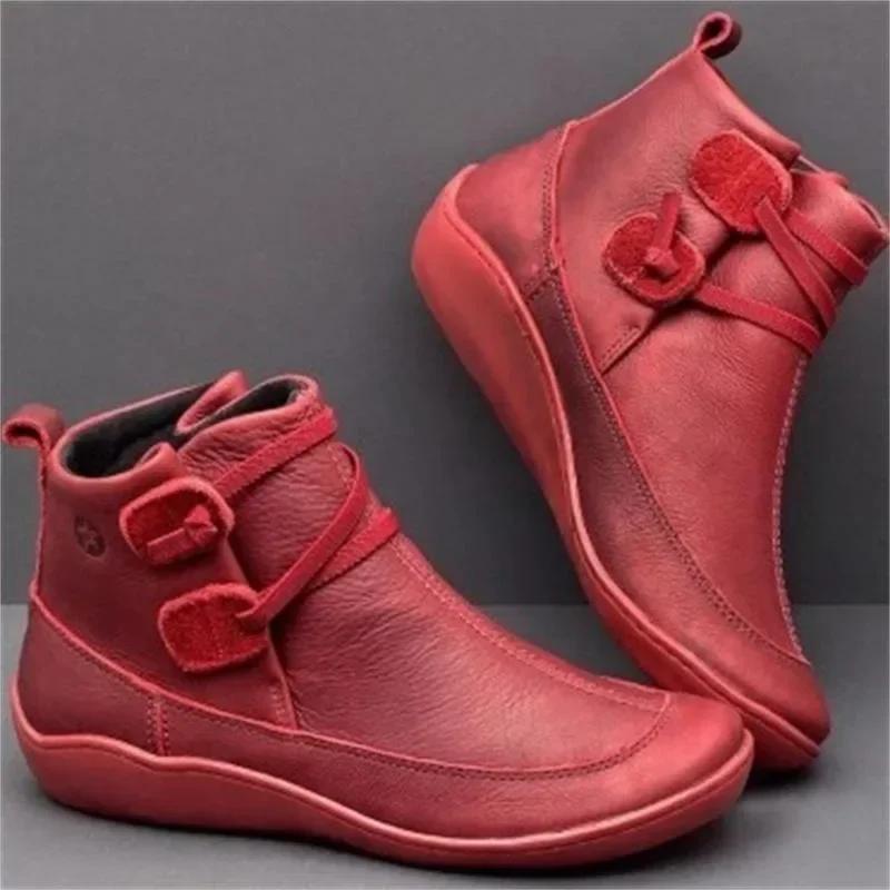 Women Boots Autumn/winter New Flat Bottomed British Style Short Boots Soft Sole Comfort Non Slip Plus Size 43 Cotton Boots