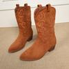 New Knight Boots Pointed Thick Heel Women's New Versatile Foot Set Western Cowboy Style