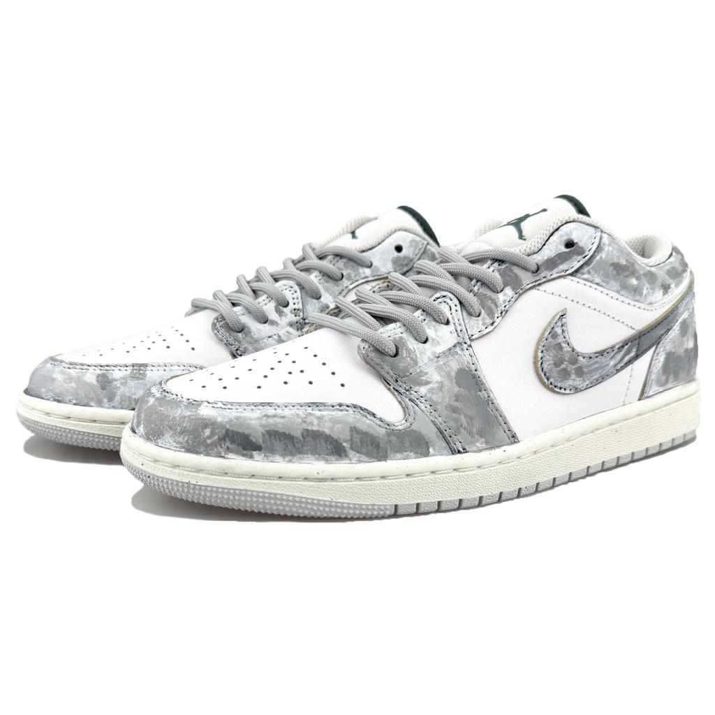 Jordan Air Jordan 1 Износостойкие Износостойкие Низкие Скейтбордические Кроссовки Унисекс Серый Белый FQ7687-300(Команда1108-)