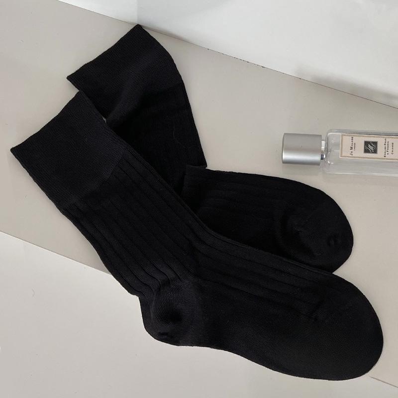 Летние тонкие носки из гребенного хлопка однотонные универсальные, простые и дышащие, белые носки до середины икры в балетном стиле для женщин