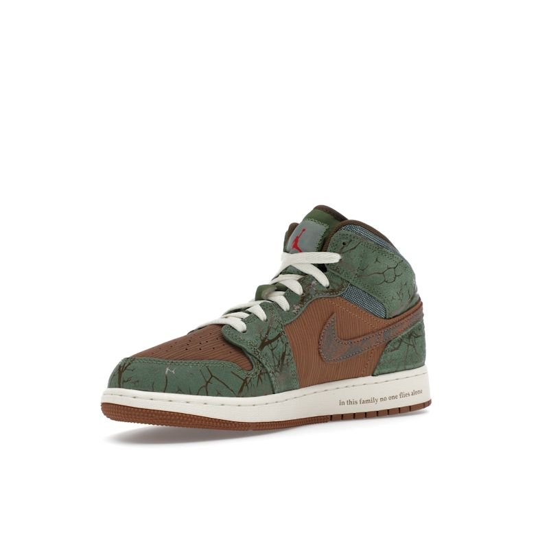 Air Jordan 1 Mid GS Treeline Archaeo Brown Treeline Coconut Milk Light Olive FQ8101-200