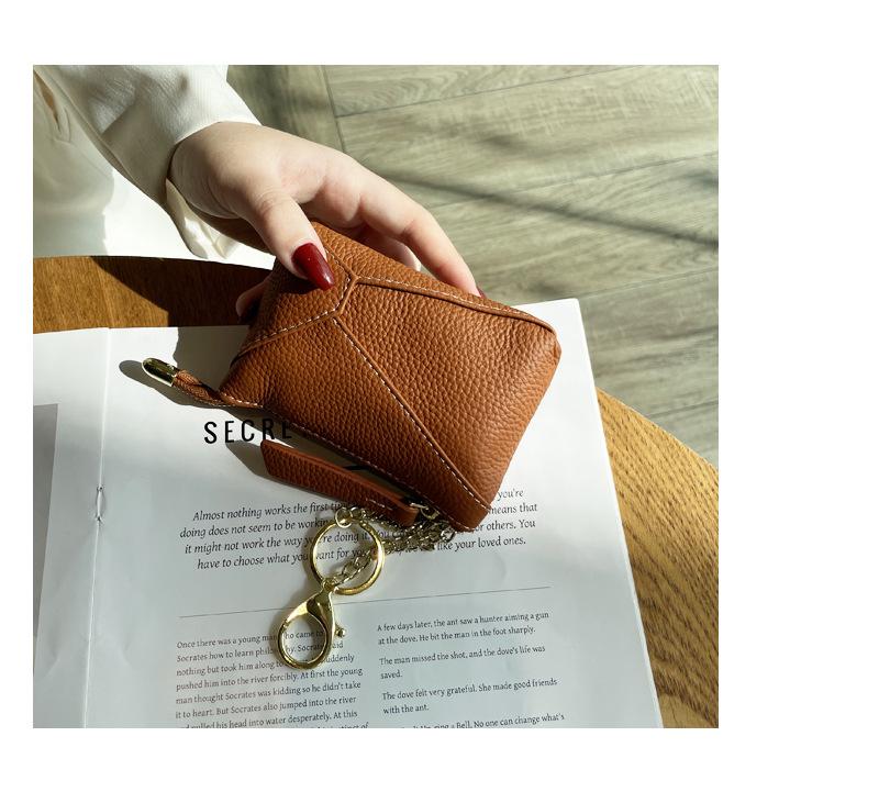 Cowhide Women's Zipper Coin Pouch - Multifunctional Small Purse & Key Holder