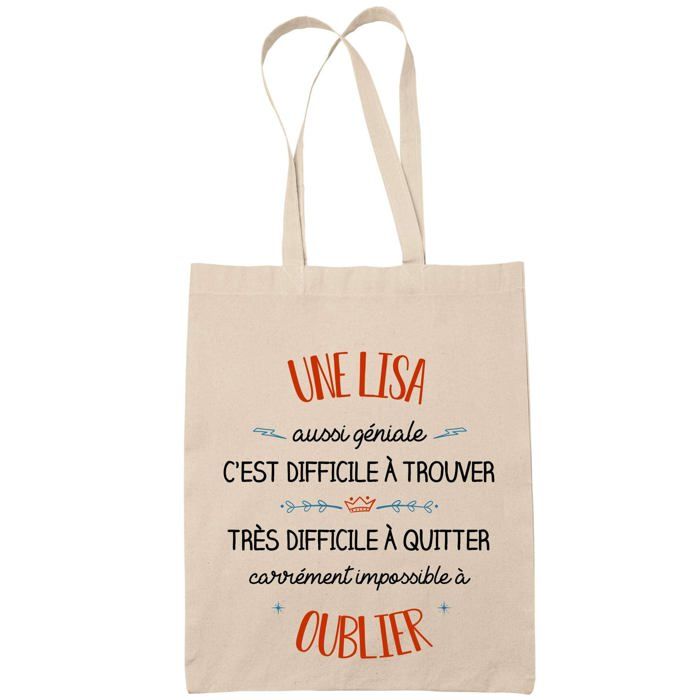 Tote bag - PLANETEE - Une Lisa Aussi Géniale - Coton Fairtrade - Imprimé en France - Beige