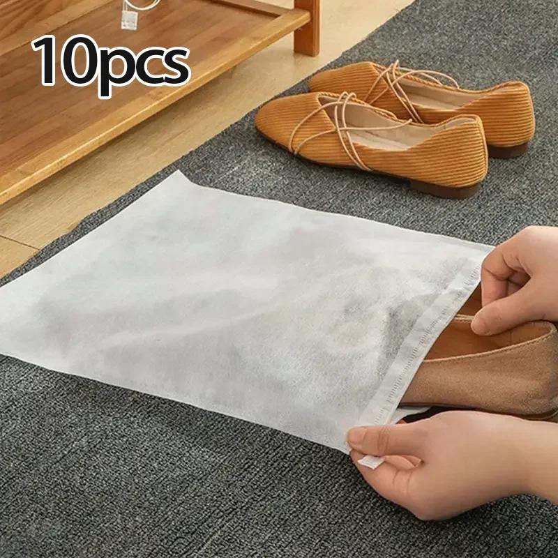 10pcs-Shoe Dust Covers Non-Woven Dustproof Drawstring Clear Storage Bag Travel Pouch Shoe Bags Drying Shoes Protect