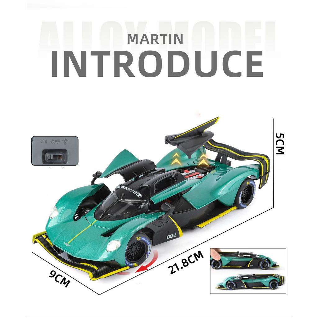 1/24 Aston Martin Valkyrie Alloy Sports Car Model Diecast Metal Track Racing Vehicles Car Model Simulation Sound and Light Childrens Toy Gift