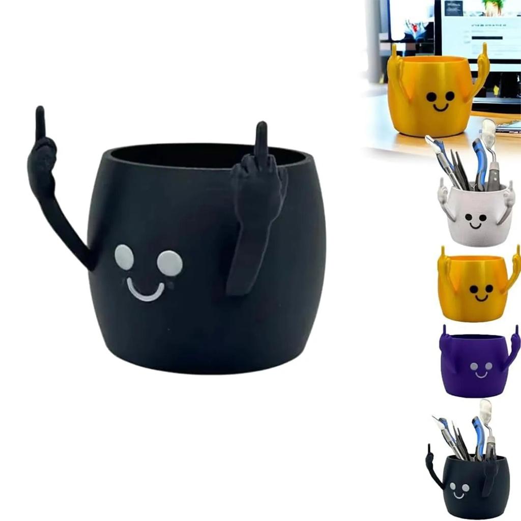 Держатель для карандашей на средний палец, настольный органайзер, забавная чашка для ручек, держатель для кистей для макияжа, уникальный настольный орган для творчества