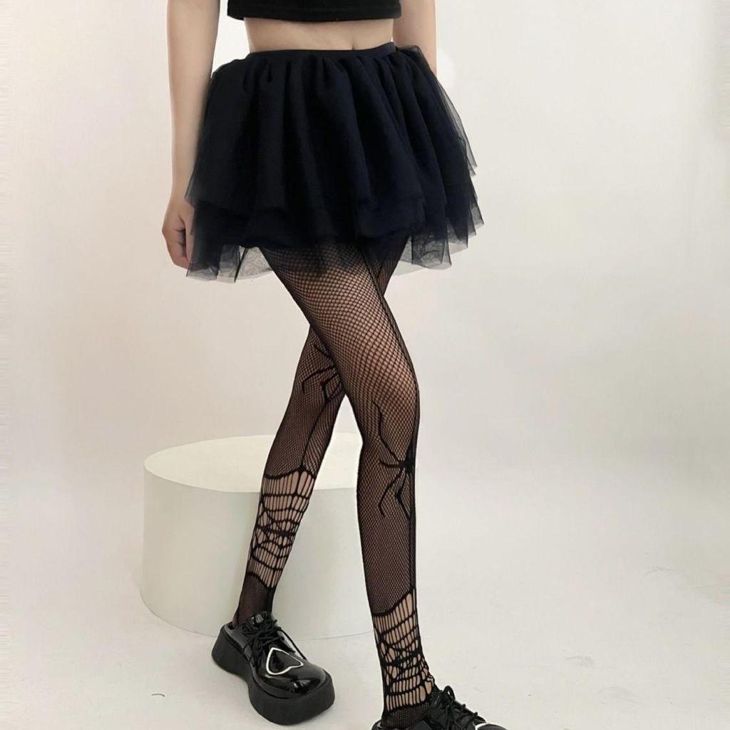Колготки Halloween Gothic Spider Web - черные чулки в стиле Y2K