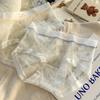 Women Fashion Sexy Lace Sheer Mesh Mid Waist Briefs Underwear