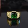 Emerald Men's Bold Ring: Four-Claw Square Cut with Diamond Accents