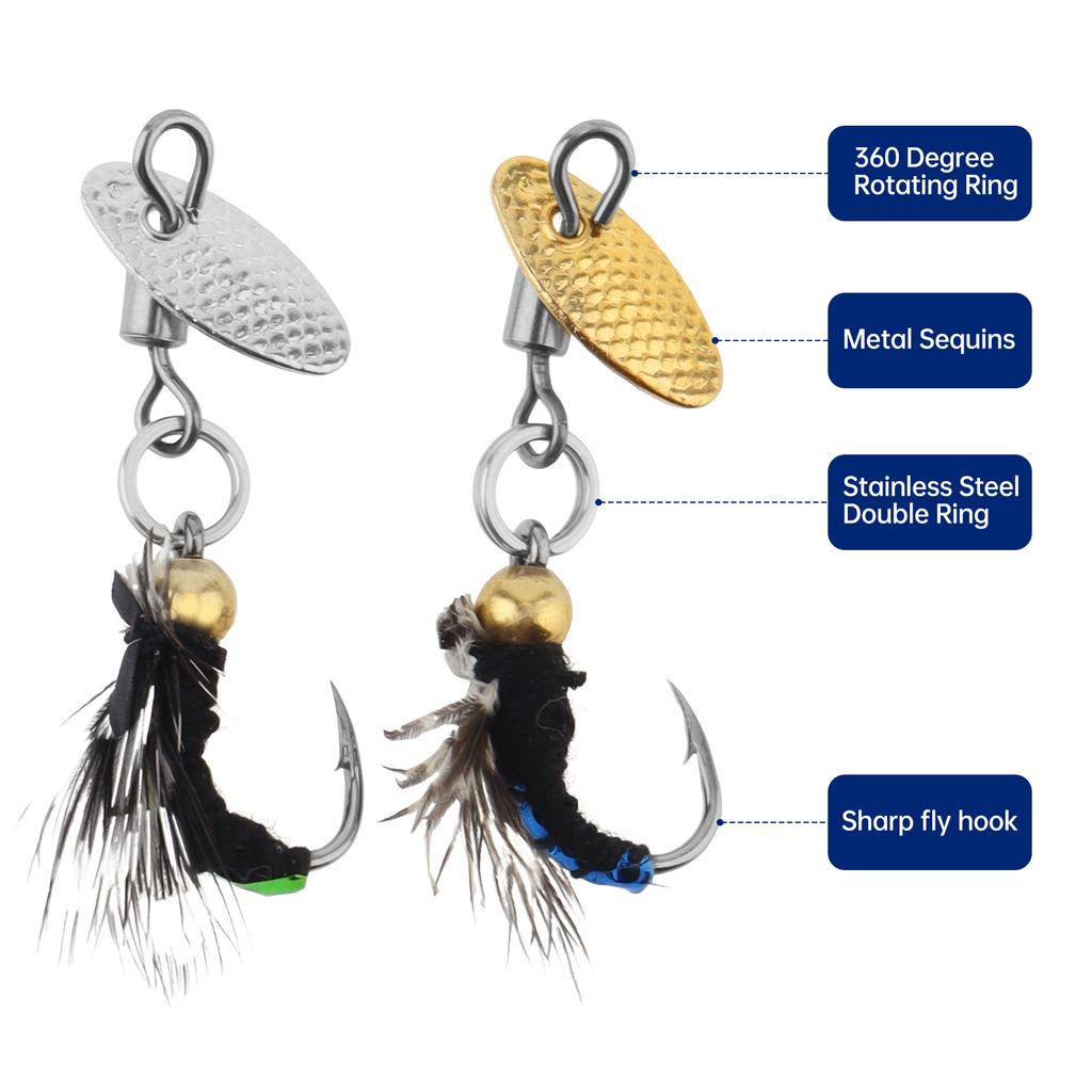 20 шт. Разноцветные бионические сухие и мокрые мушки Реалистичные узоры Прочные крючки Мульти-видовые для форели, лосося, солнечника с коробкой для хранения