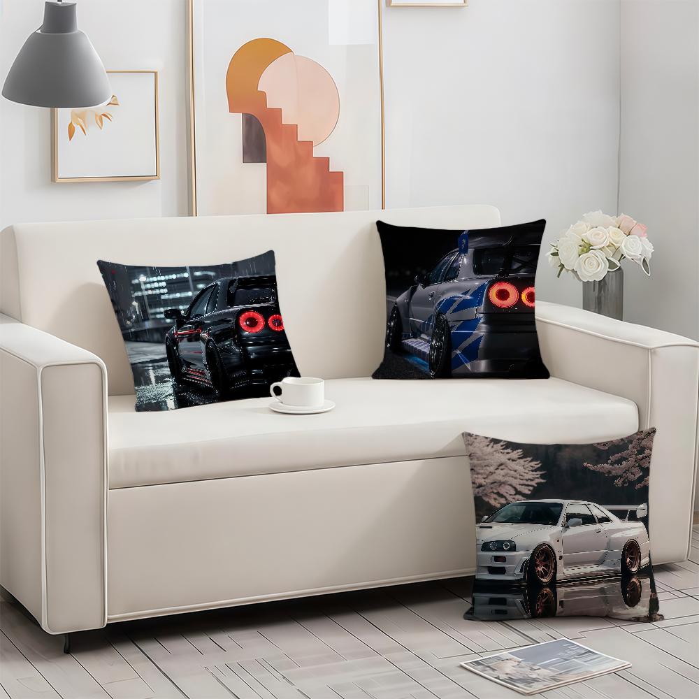 NNissanES GGGTRES Cool Car cushion cover Birthday Anniversary Gifts Double Sided Printed Zipper Cushion Cover
