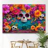 Day of the Dead Sugar Skull Background - A colorful polyester background for Mexican carnivals and theme parties