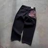 ZYLLO Cherry Blossom Selvedge Embroidery Denim Pants Y2k Retro Casual Baggy Straight Wide Leg Jeans High Quality Hiphop Streetwear