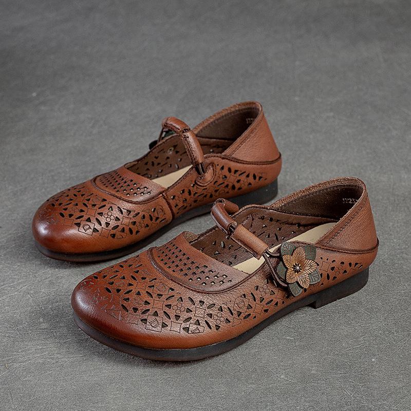 Johnature Неглубокий круглый носок плоская женская обувь повседневная универсальная полая дышащая мягкая подошва обувь