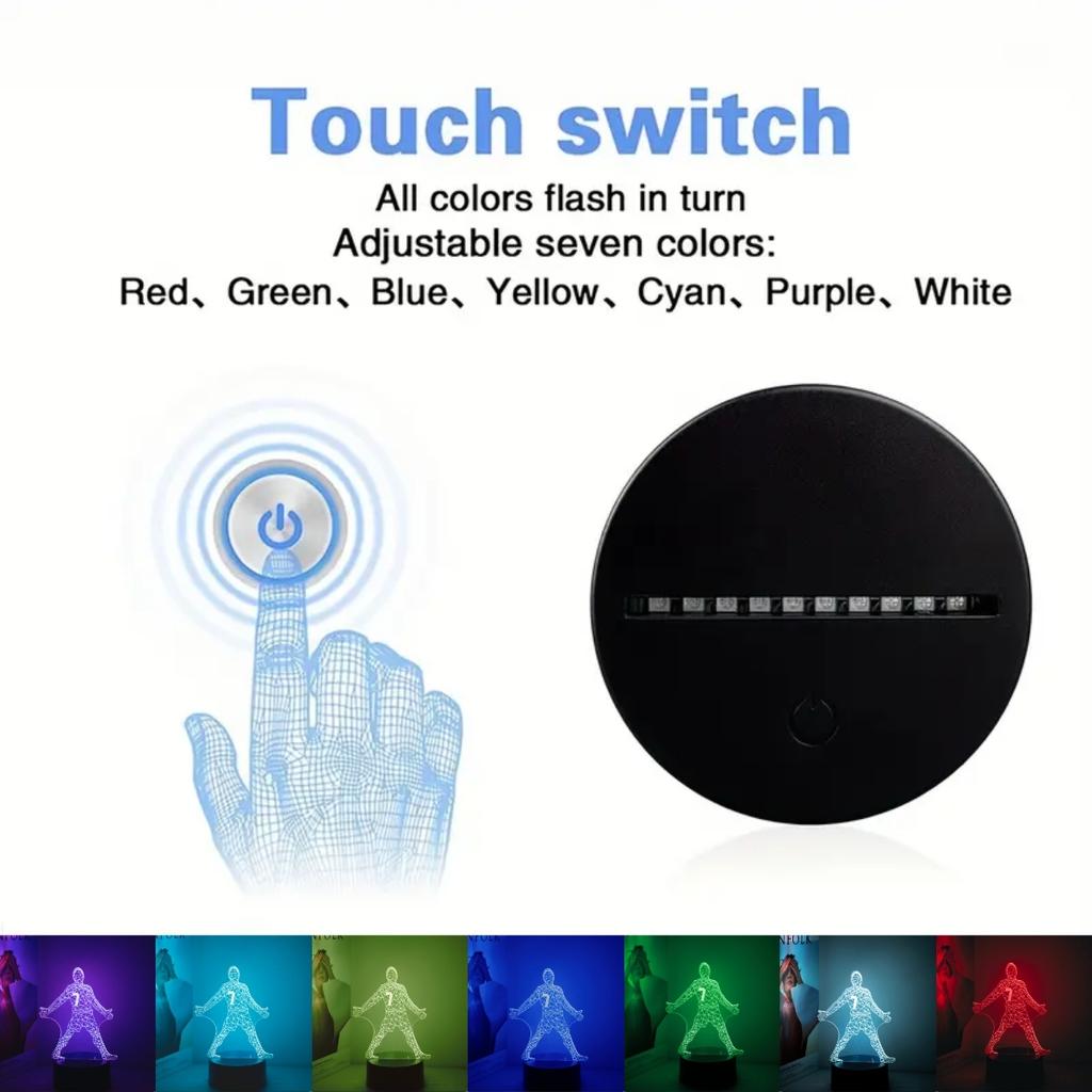 Футболист 3D ночник, сенсорное управление семью цветами, питание от USB, идеальный выбор для подарка