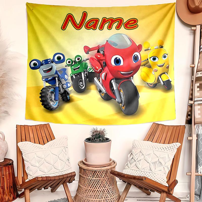 Personalized Ricky Zoom Background Tapestry,Custom Name Birthday Party,Multifunctional Wall Decoration for Home Decor,Various Occasions