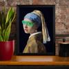 Banksy Style Print Altered Wall Art Girl with a Pearl Earring Poster Vintage Portrait Funny Canvas Painting Gallery Home Room