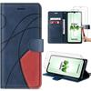 Case for Samsung Galaxy A14 4G-5G - BOOLING - Two-tone In PU Leather and TPU - Navy Blue-Red