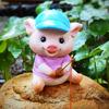 Yousheng Fishing Pig Figurine Resin Mini Piglet Statue Cartoon Fisherman Pig Sculpture for Water Feature Garden Patio Pond Decor