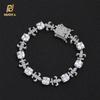NUOYA New Arrival Square Cut Fleur De Lis Cuban Link Chain Bracelet 18K Gold Plated Hip Hop Statement Jewelry for Men and Women