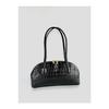 Long Handle Linen Black Women's Baguette, Hand And Shoulder Bag