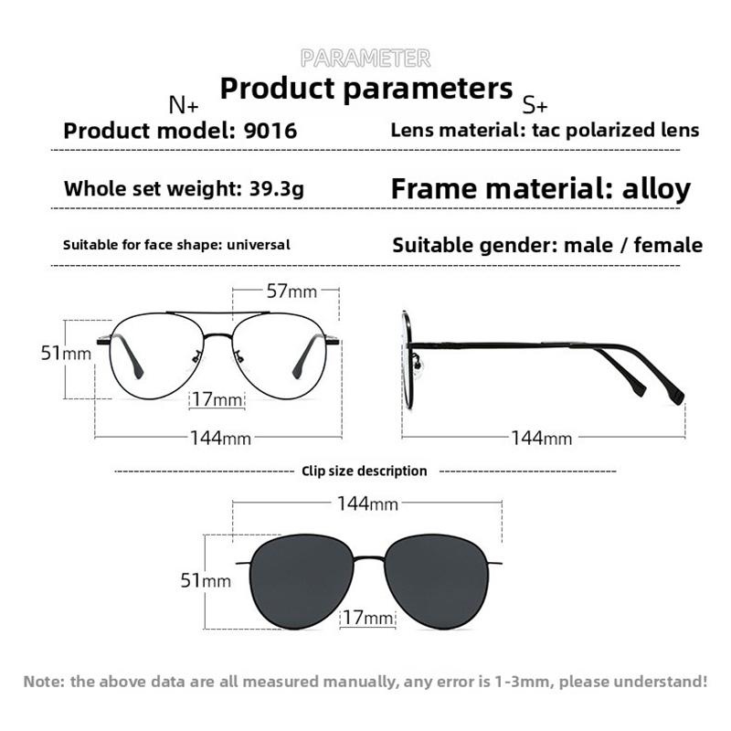 Магнитный чехол 3 в 1 для очков, Универсальные очки для близорукости, Эллиптическая оправа, Поляризационные солнцезащитные очки, Солнцезащитные очки-клипсы два в одном