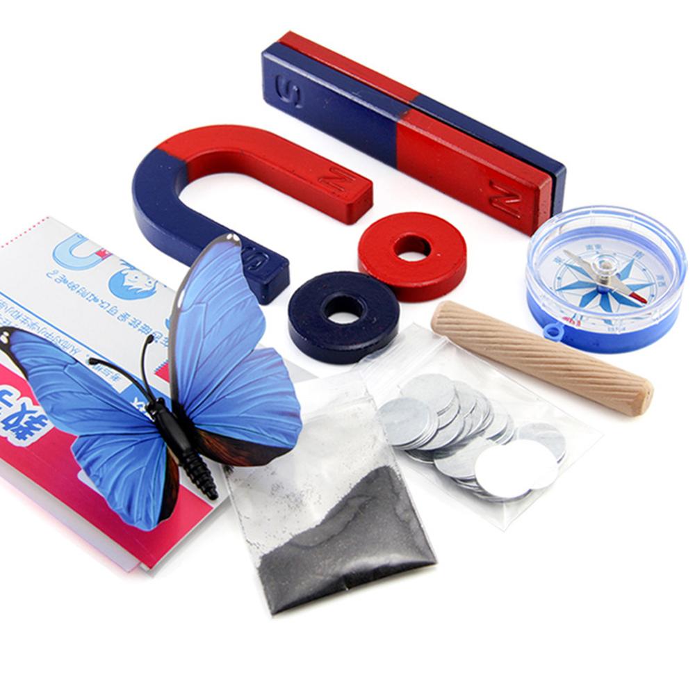 Physical Bar Ring Horseshoe Compass Magnets Physics Science Experiment Tools Kids Toy