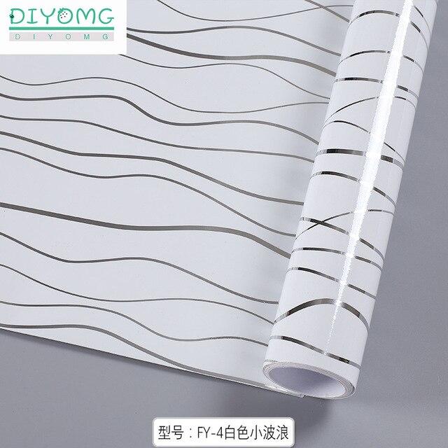 Thick PVC Furniture Cabinet Self Adhesive Film Sticker Gold Paint Stripe Wallpaper Silver Line Waterproof Wardrobe Contact Paper