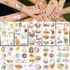 10sheets Easter Day Tattoo Stickers For Hand Arm Body Cartoon Temporary Waterproof Tattoo Stickers Kids Festival Party Supplies