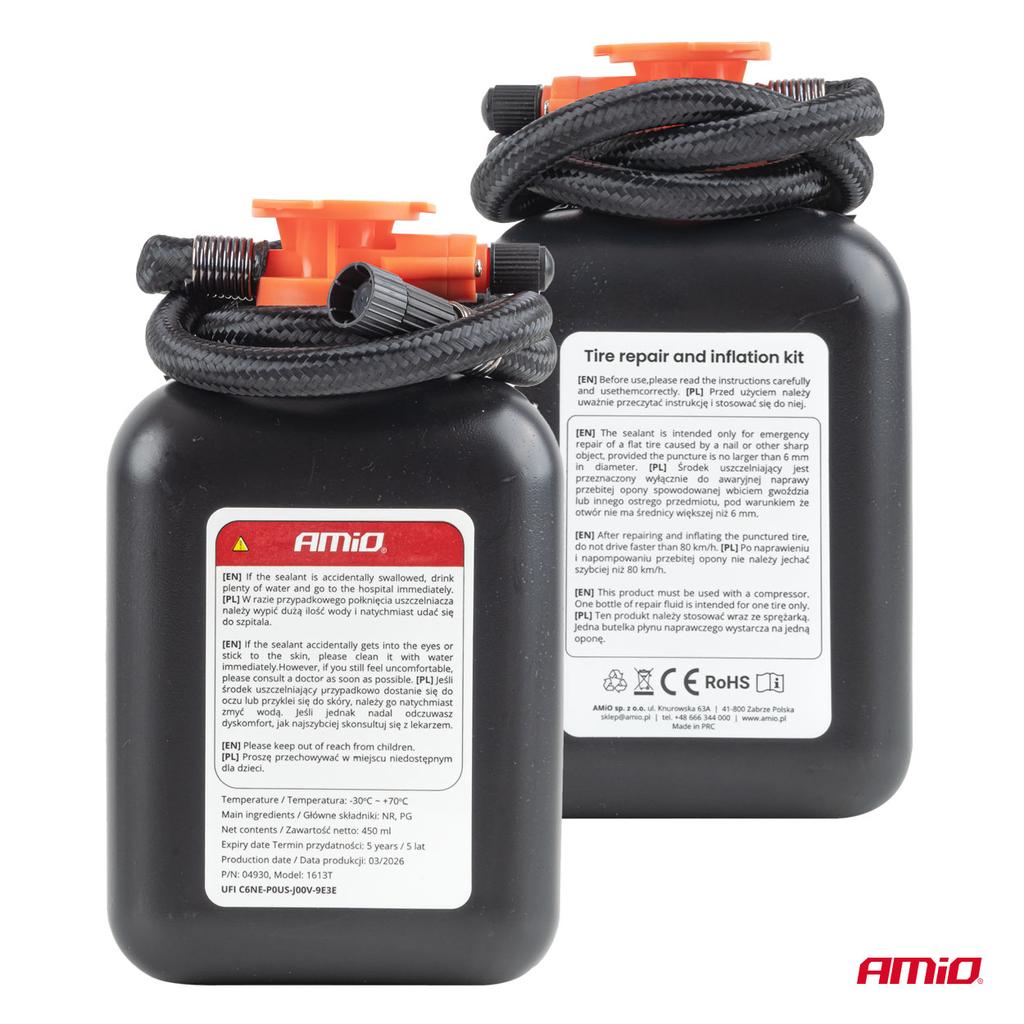 Tire Repair Kit with Compressor 31mm 12V Amio-04930