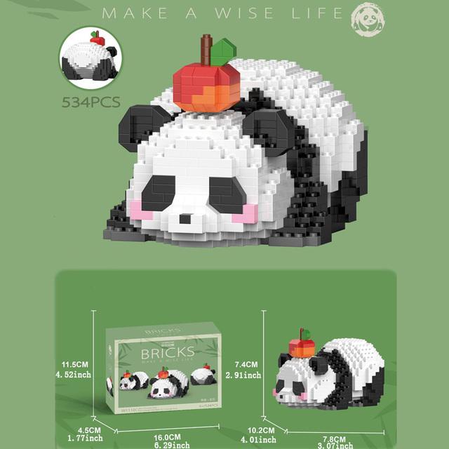Mini Cute Creative Panda Micro Building Blocks 3D Diamond Model Animals Bricks DIY City Construction Toys for Children Kids Gift