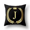 45x45cm Black Gold Letter Crown Polyester Cushion Cover Sofa Home Decor Pillowcase Decorative Cushion