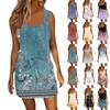 Женское модное повседневное платье без рукавов с принтом и завязками на шнурке с карманами
