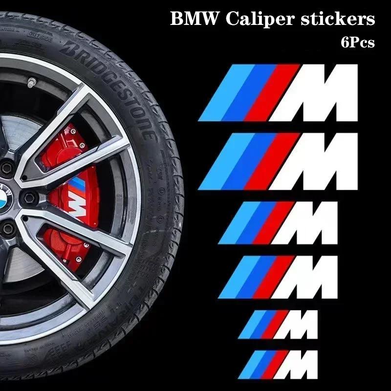 ZUWG9 New Car White Black M Logo Emblem Badge Brake Caliper Sticker For BMW M Power Performance M3 M5 X1 X3 X5 X6 E46 E39 Auto Ac