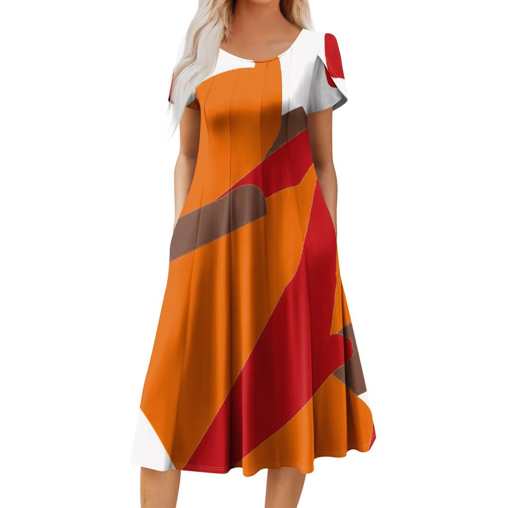 Женское повседневное модное платье миди с круглым вырезом и коротким рукавом, модное свадебное платье для гостей