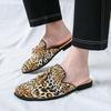 Большие размеры 38-48 Полуботинки для мужчин Мюли Леопардовые Без задника Лоферы Тапочки С открытой пяткой Повседневная обувь Мужские Слайды Слипоны Балетки