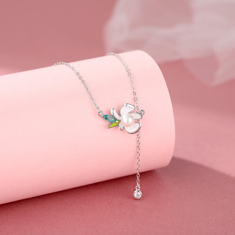 Универсальное жемчужное ожерелье Drip Gum Flower, разработанное женским меньшинством, милая цепочка на ключицу