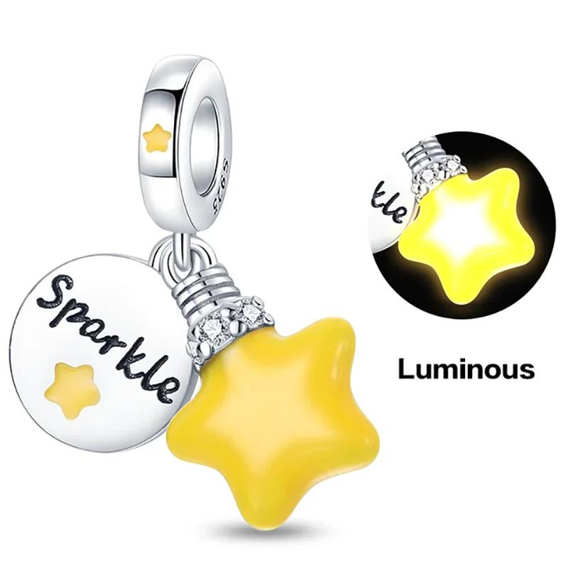 Copper Charm Chameleon Glowworm Light Bulb Firefly Star Moon Pendant Fit Original Bracelet Diy For Jewelry Making