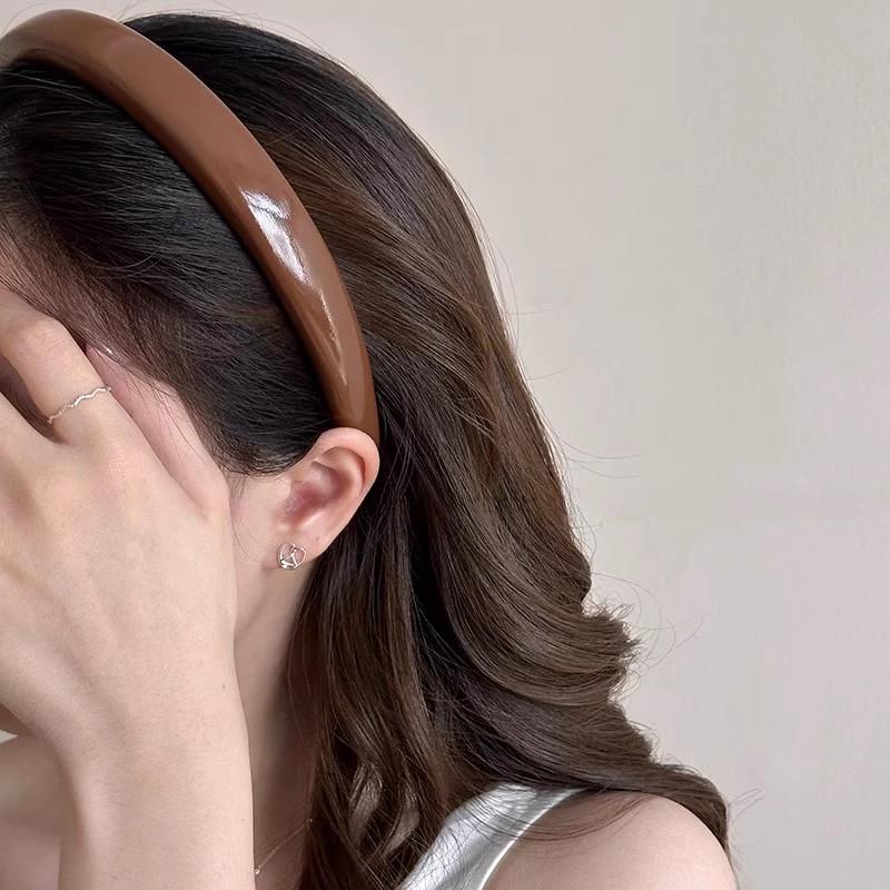 Винтажная кожаная губка сплошная повязка на голову для женщин простая внешняя фиксация волос ободок для волос обруч для волос модные аксессуары для волос