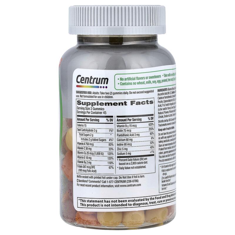 Adults 50+ Multigummies, Assorted Natural Fruit, 90 Gummies