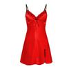 Women Summer Nightdress Lace Solid Color V Neck Spaghetti Strap A-line Bow Decor Backless Satin Smooth Soft Sleepwear Nightgown