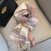 Winter Fashion British Pure Wool Scarf Women's Warm Long Thickened Fringed Scarf Couple Shawl Versatile