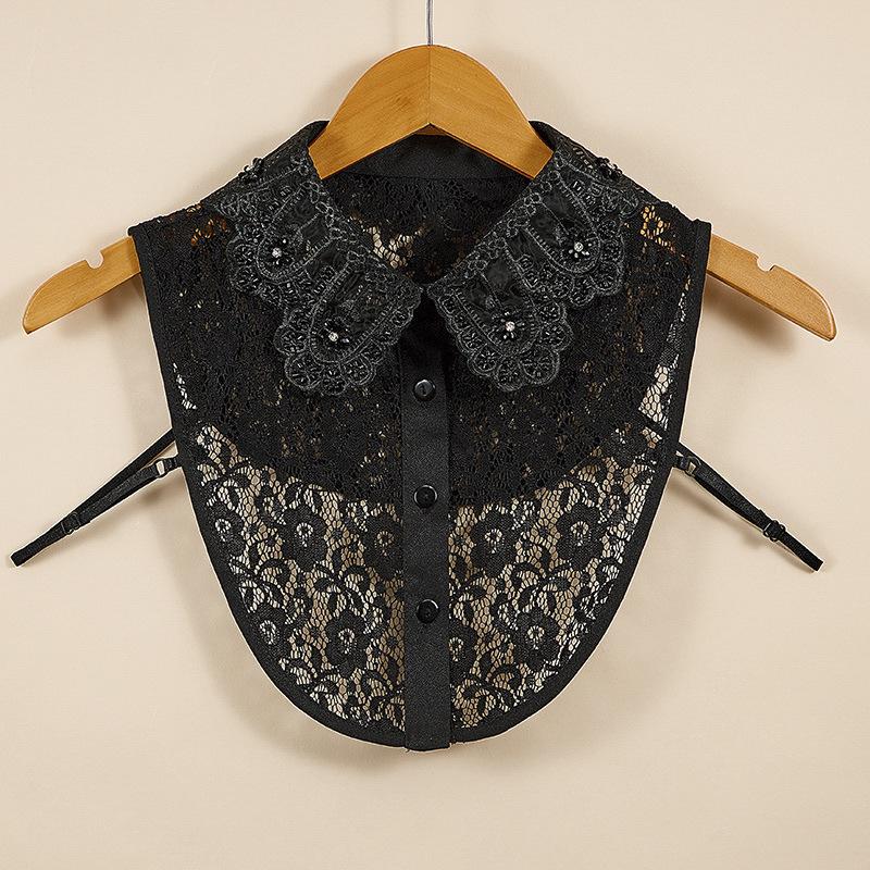 New Fake Collars Woman Vintage Half Shirt False Collar Woman Embroidery Detachable Lapel Collar Faux Col Accessories