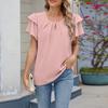 Женские весенние и летние топы, модные женские свободные однотонные топы с круглым вырезом и коротким рукавом из шифона