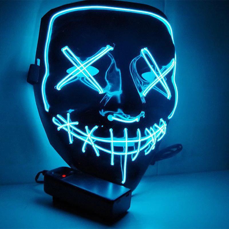 "Halloween Cosplay Masks: Neon LED Party Masks with Glow-in-the-Dark Light Effects - Funny Masquerade Masques for Costume Suppli