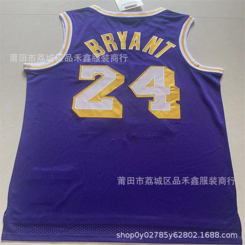 Vintage Lakers Basketball Jersey Kobe Bryant 8 24 Yellow Blue Cotton Team Sport Uniform Men Women