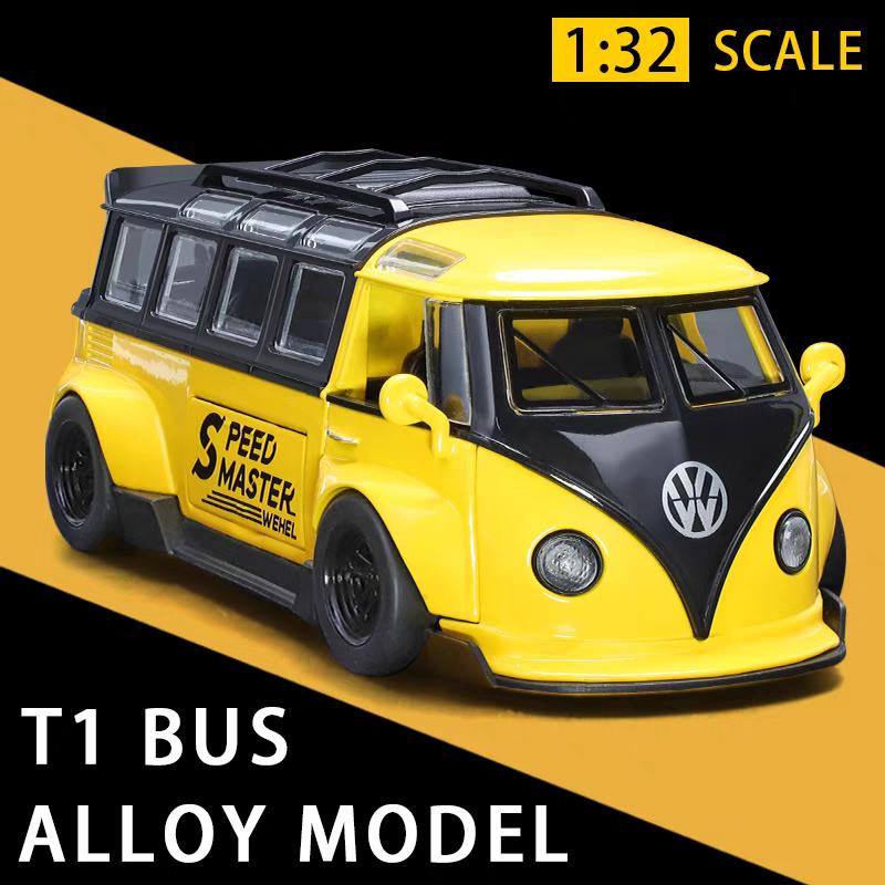 DDM Volkswagen T1 Transporter Автобус Модифицированный Симуляция Литой и Игрушечный Транспорт Звуки и Свет Инерционная Машина 1:Модель из сплава 32