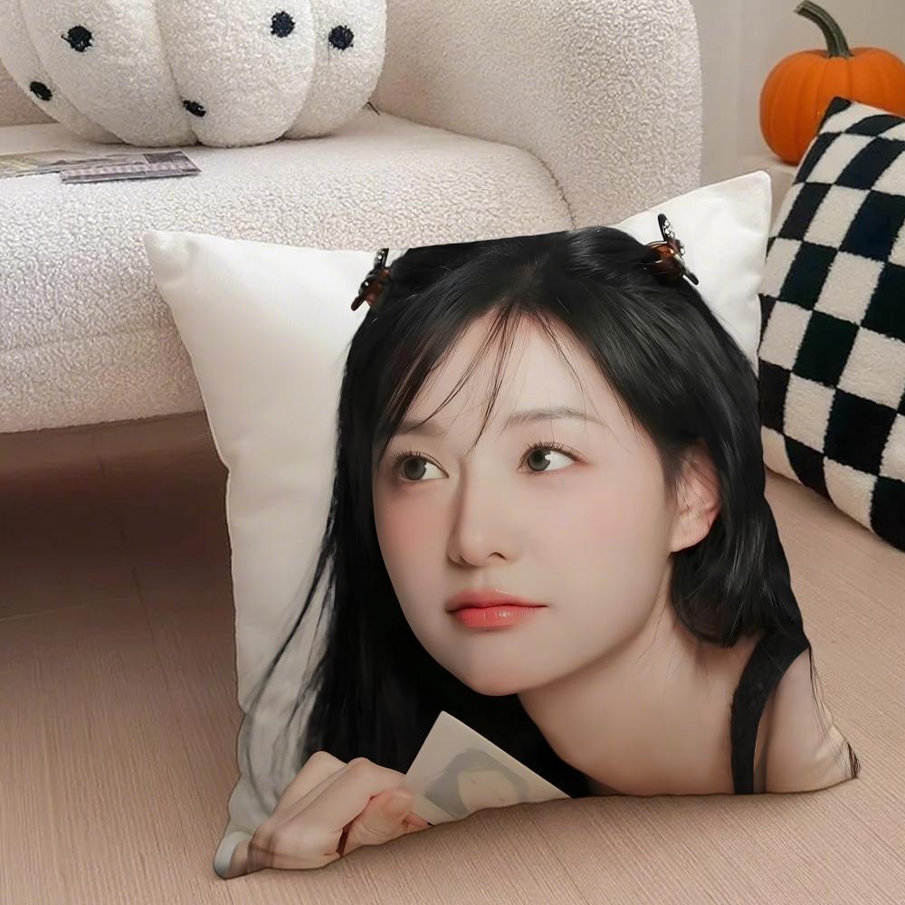 Talented Korean Beautiful Actress KKim Ji Won Cushion Cover Throw Pillow Cover Hidden Button Durable Polyester Chair Cushion